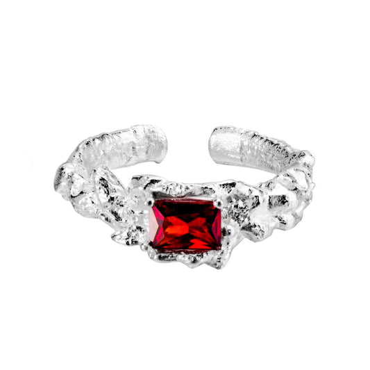 Granatring mit Alien-Textur und Zirkonia R1248