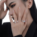 Granatring mit Alien-Textur und Zirkonia R1248