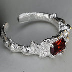Granatring mit Alien-Textur und Zirkonia R1248