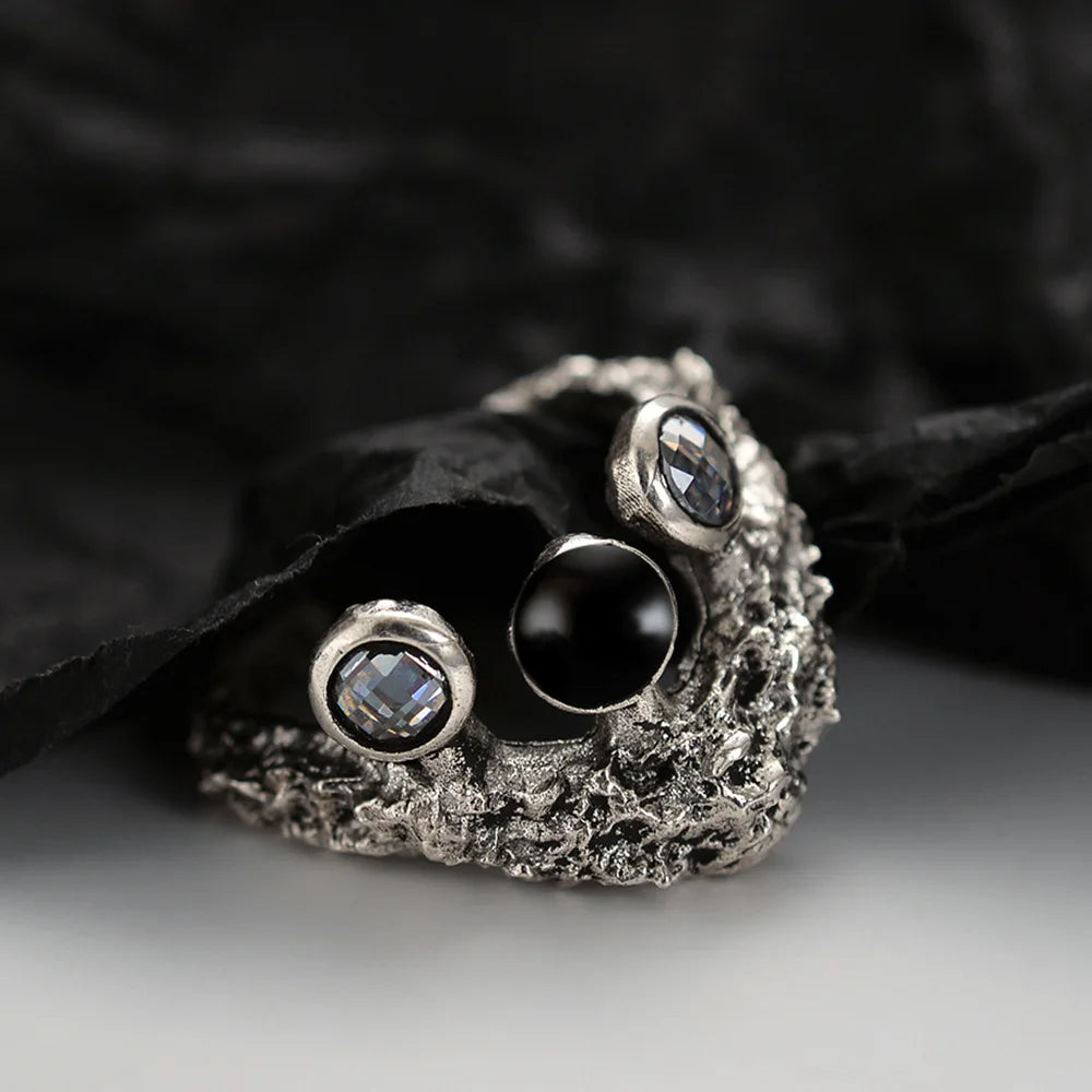 Strukturierter Kronen-Designerring R1164