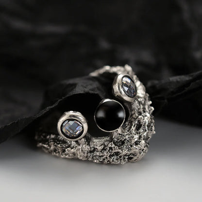 Strukturierter Kronen-Designerring R1164