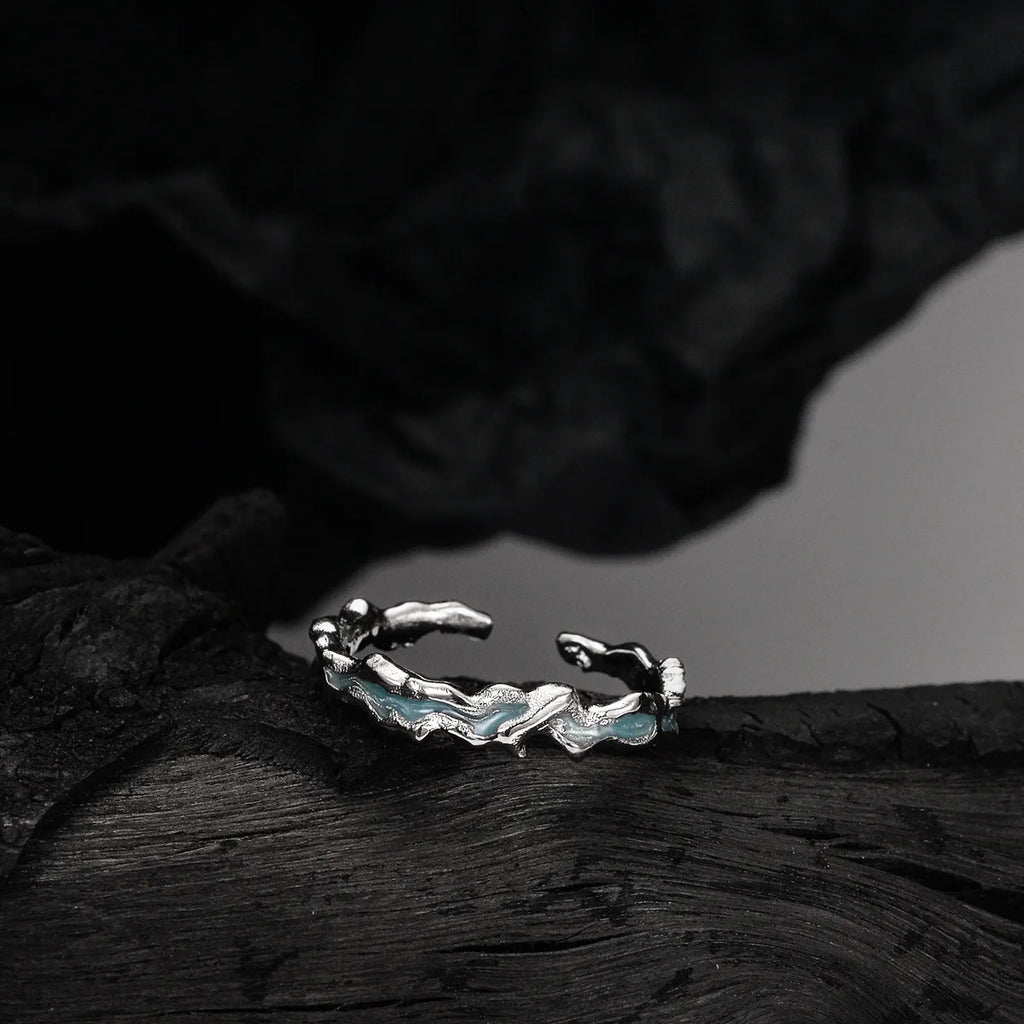 Unregelmäßiger Ring aus mintgrünem Emaille R1176