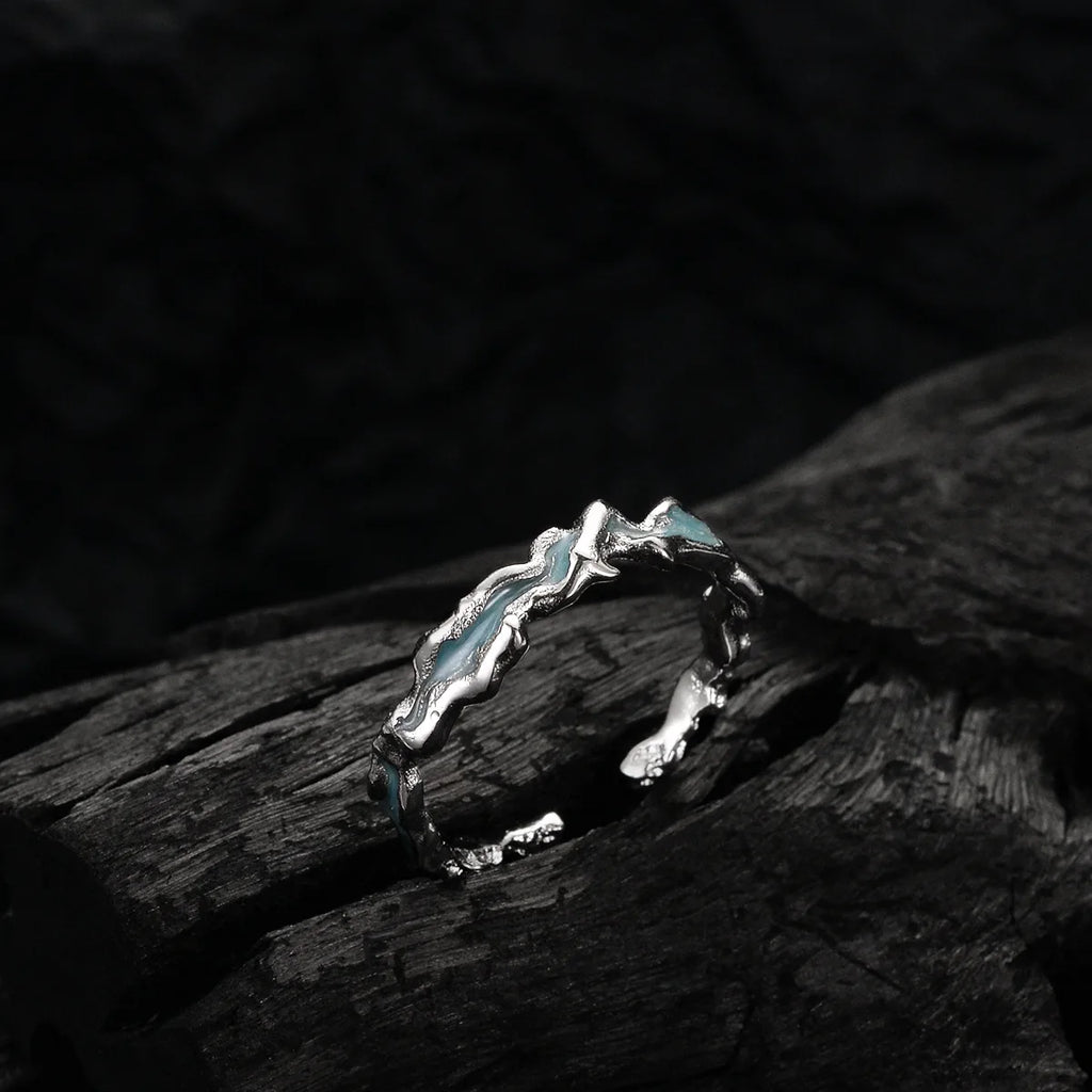 Unregelmäßiger Ring aus mintgrünem Emaille R1176