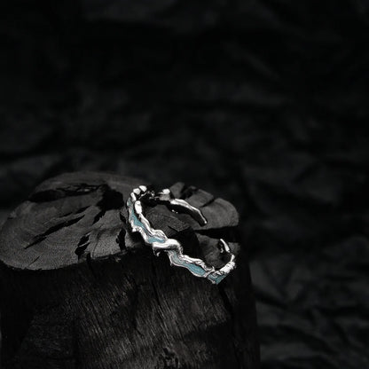 Unregelmäßiger Ring aus mintgrünem Emaille R1176