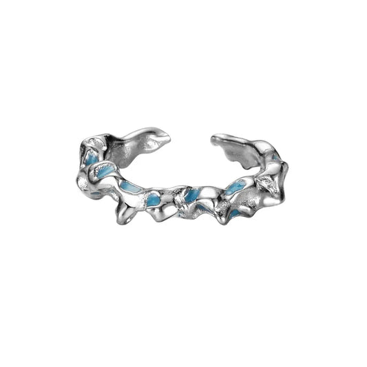 Unregelmäßiger Ring aus blauem Emaille R1162
