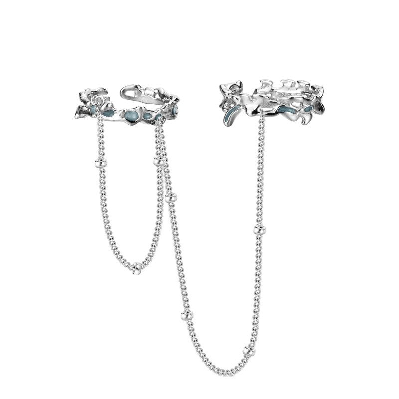 Emaillierter Ring mit floraler Quaste und Kette R1192