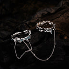 Emaillierter Ring mit floraler Quaste und Kette R1192