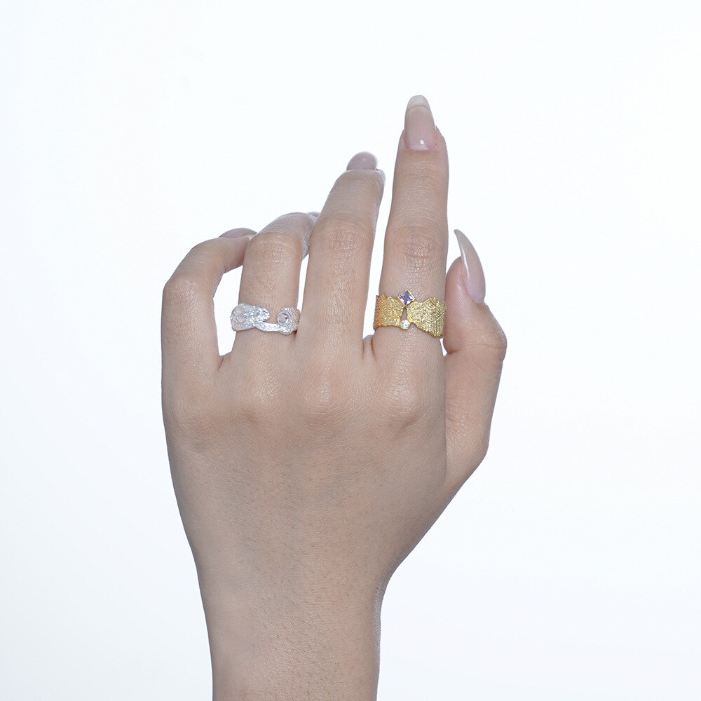 Impressionistischer matter Zirkonia-Ring R1086