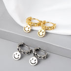 Smiley-Ohrringe mit Ketten-Creolen E1046