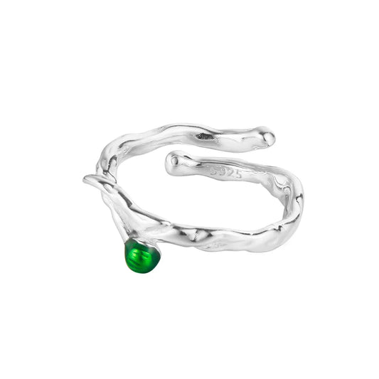Grüner Emaille-Alien-Ring R1241