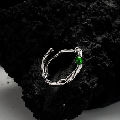 Grüner Emaille-Alien-Ring R1241