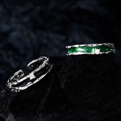 Strukturierter Ring mit Emaillestreifen R1262