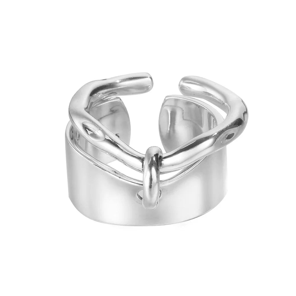 Handgefertigtes poliertes offenes Ringset R1074