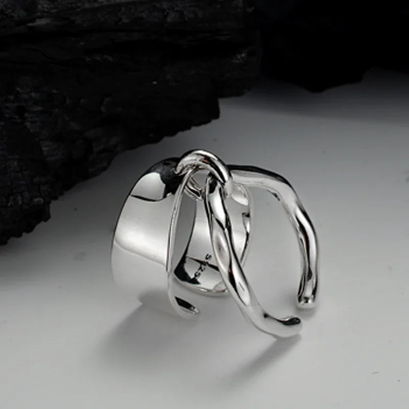 Handgefertigtes poliertes offenes Ringset R1074