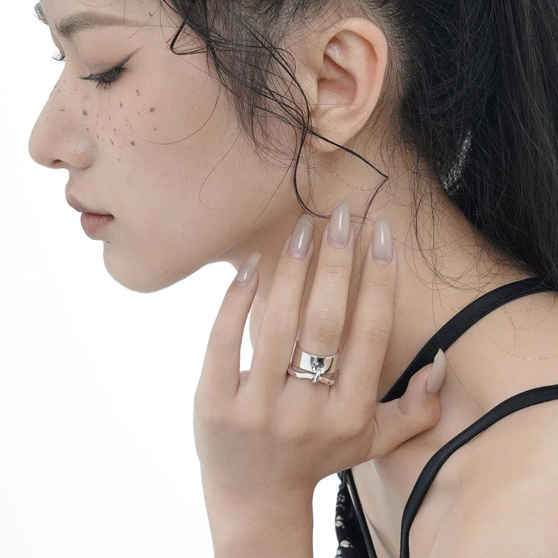 Handgefertigtes poliertes offenes Ringset R1074