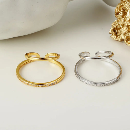 Offener Ring mit Zirkonia-Kreolen R1075