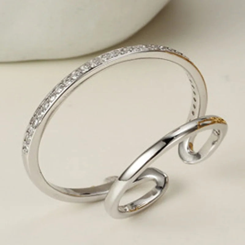 Offener Ring mit Zirkonia-Kreolen R1075
