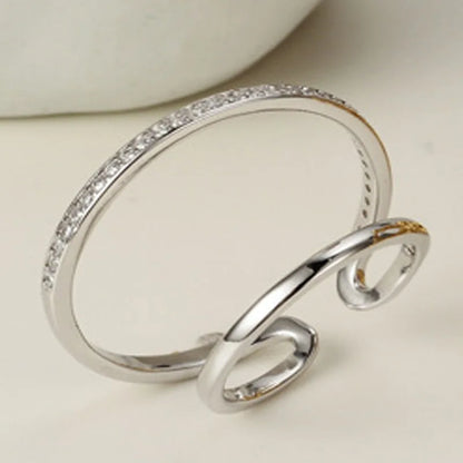 Offener Ring mit Zirkonia-Kreolen R1075