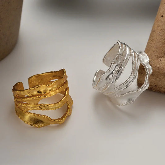 Impressionistische Streifen Handgefertigter Ring R167
