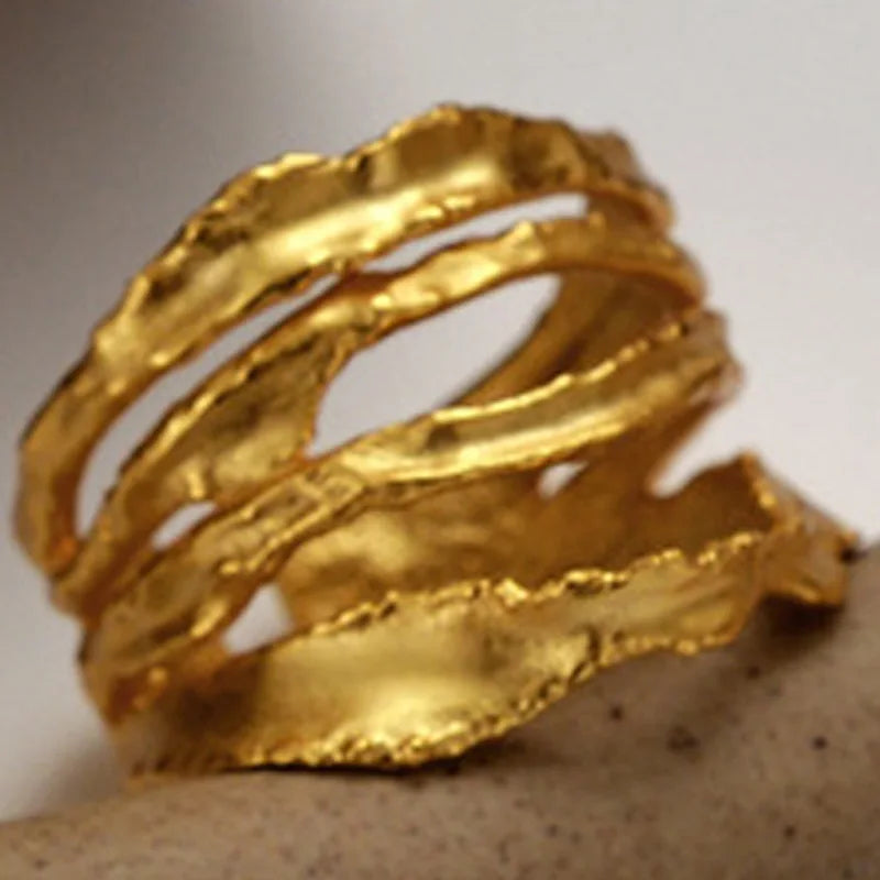 Impressionistische Streifen Handgefertigter Ring R167