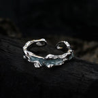 Unregelmäßiger blauer Emaille-Ring R1223