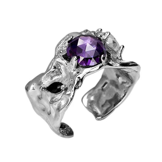 Alien-Ring mit lila Zirkonen R1236