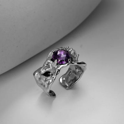 Alien-Ring mit lila Zirkonen R1236