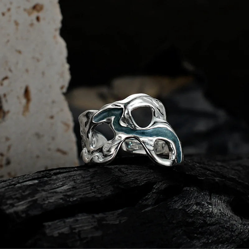 Filigranring mit blauem Emaille R1238