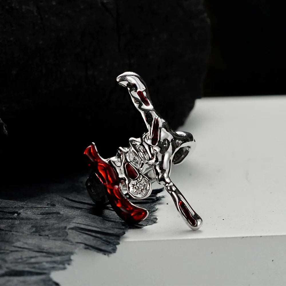 Unregelmäßiger Ring mit Alien-Muster R1239