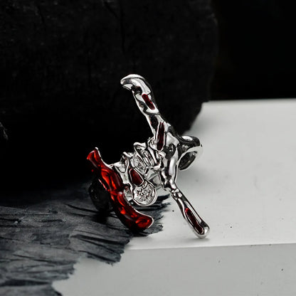Unregelmäßiger Ring mit Alien-Muster R1239