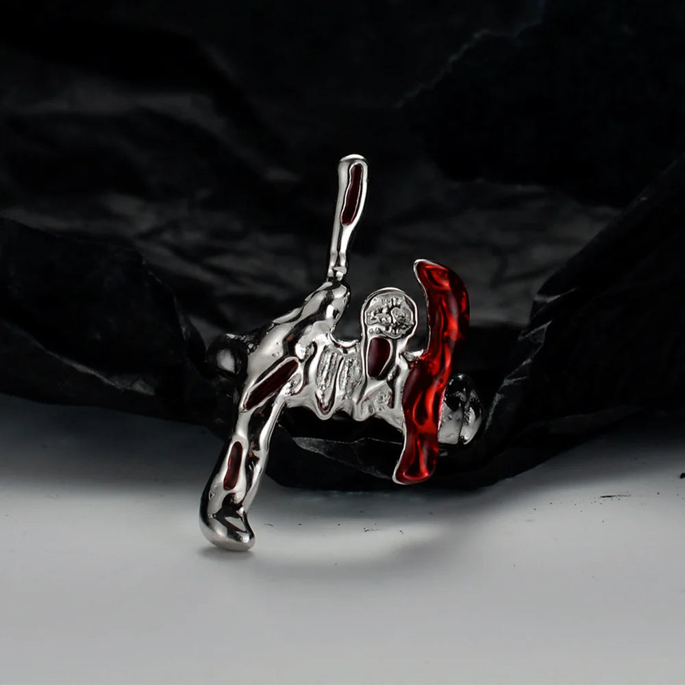 Unregelmäßiger Ring mit Alien-Muster R1239