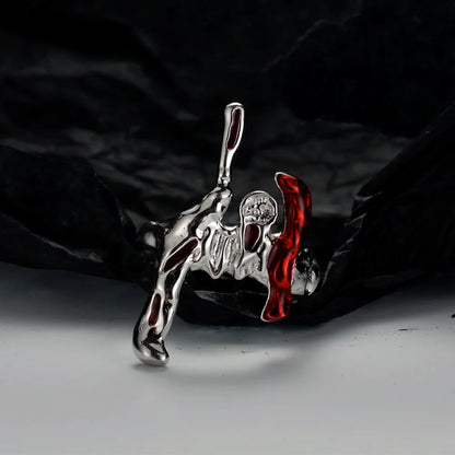 Unregelmäßiger Ring mit Alien-Muster R1239