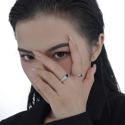 Schwarzer CZ Alien Textur Ring R1234