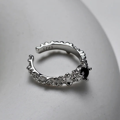 Schwarzer CZ Alien Textur Ring R1234