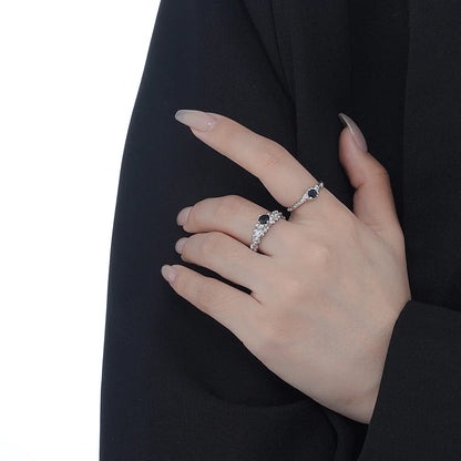 Schwarzer CZ Alien Textur Ring R1234