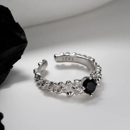 Schwarzer CZ Alien Textur Ring R1234