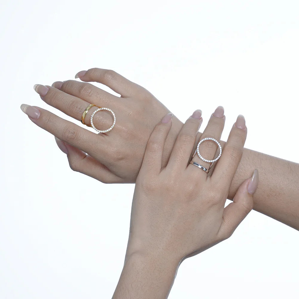 Halo-Ring mit gepflastertem Zirkonia R1222