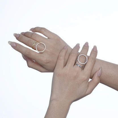 Halo-Ring mit gepflastertem Zirkonia R1222