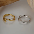 Minimalistischer Ring mit Muschelperlen R1034