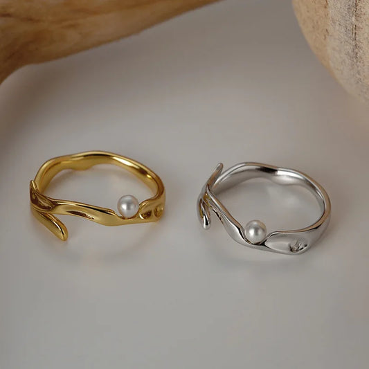 Minimalistischer Ring mit Muschelperlen R1034