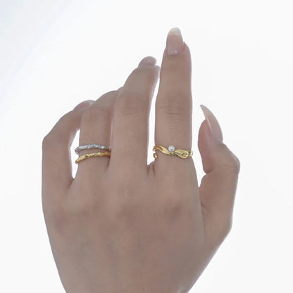 Minimalistischer Ring mit Muschelperlen R1034
