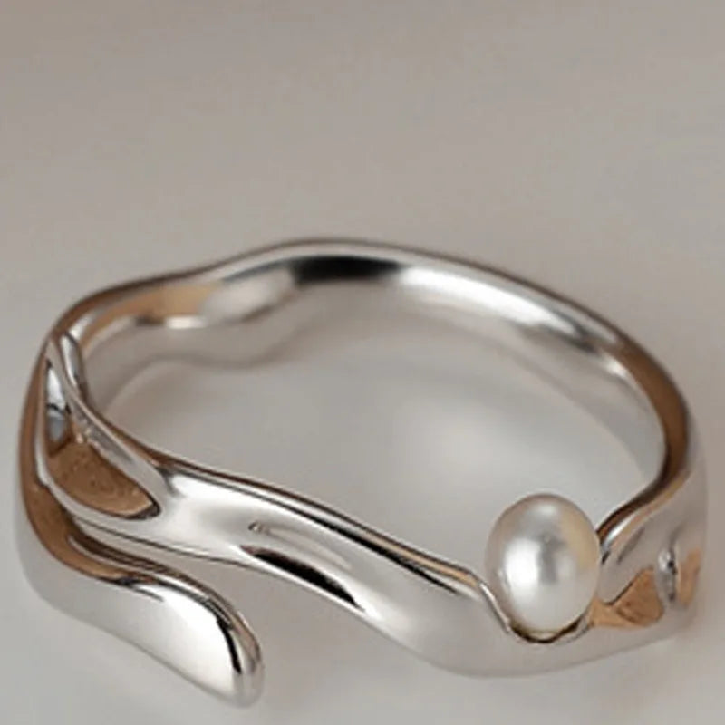 Minimalistischer Ring mit Muschelperlen R1034