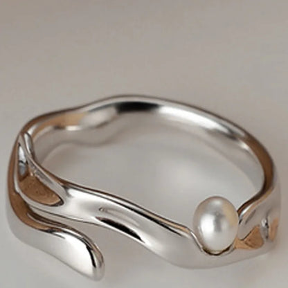 Minimalistischer Ring mit Muschelperlen R1034