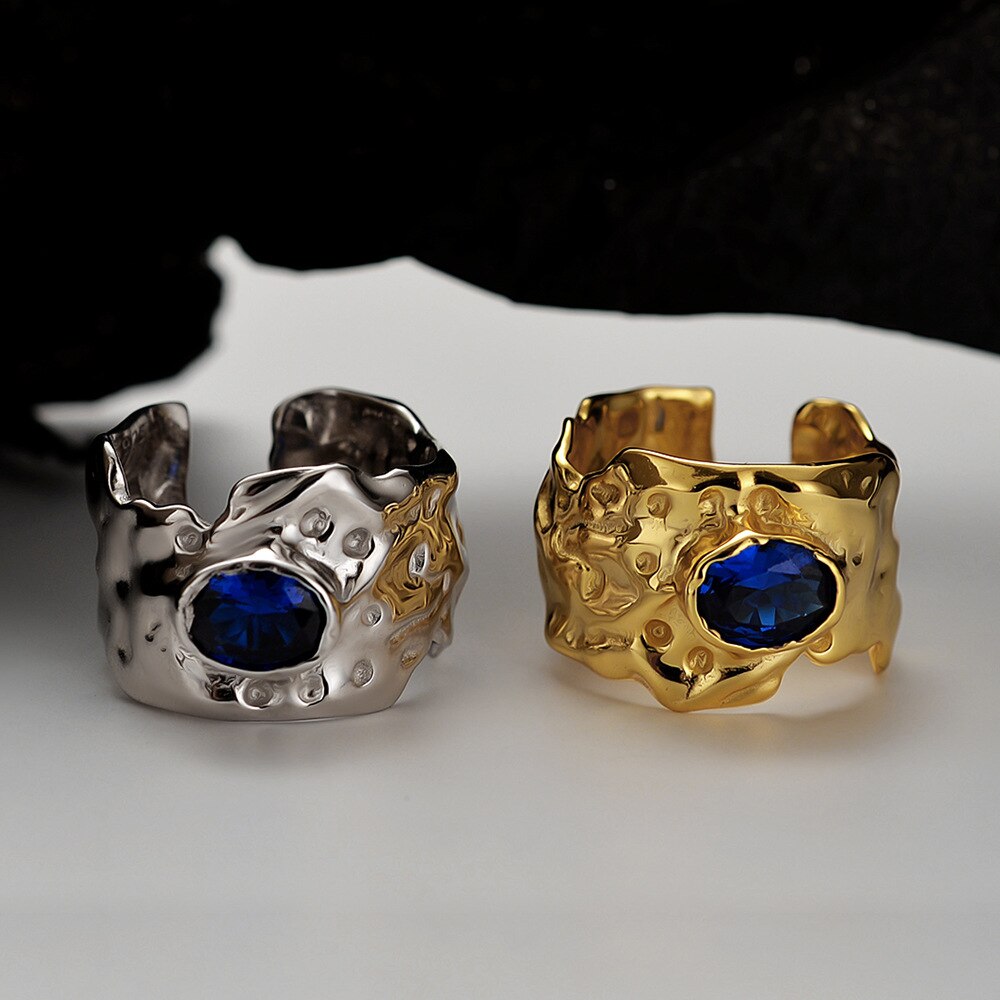 Saphir CZ Impressionistenring R1094