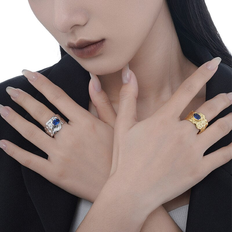 Saphir CZ Impressionistenring R1094