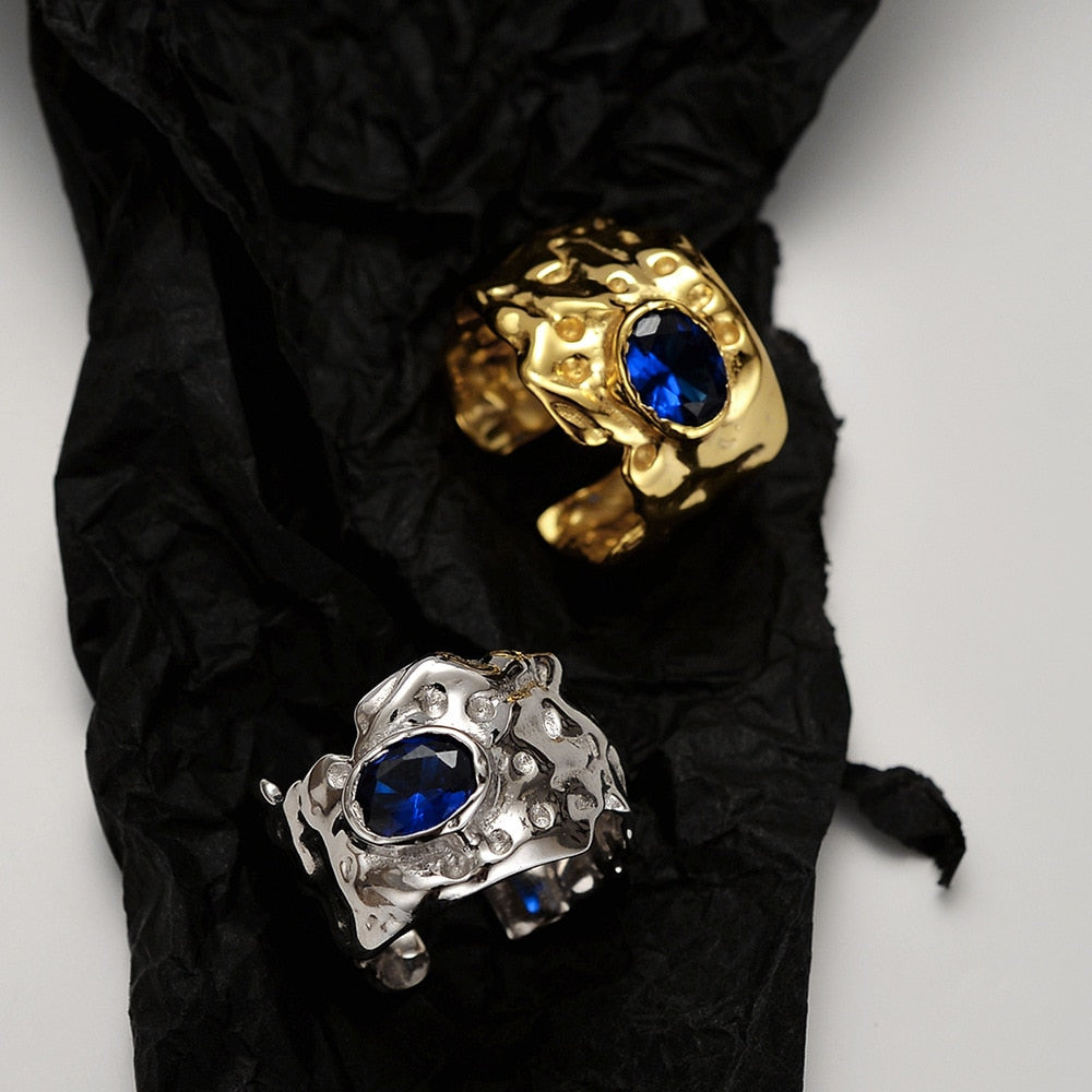 Saphir CZ Impressionistenring R1094