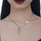 Halskette mit Barockperlen und gezogener Kette N1035
