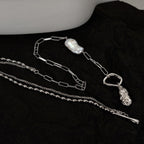 Halskette mit Barockperlen und gezogener Kette N1035