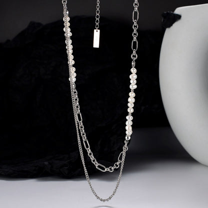 Verlängerte Figaro-Kette mit Barockperlen N1036
