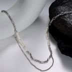 Verlängerte Figaro-Kette mit Barockperlen N1036